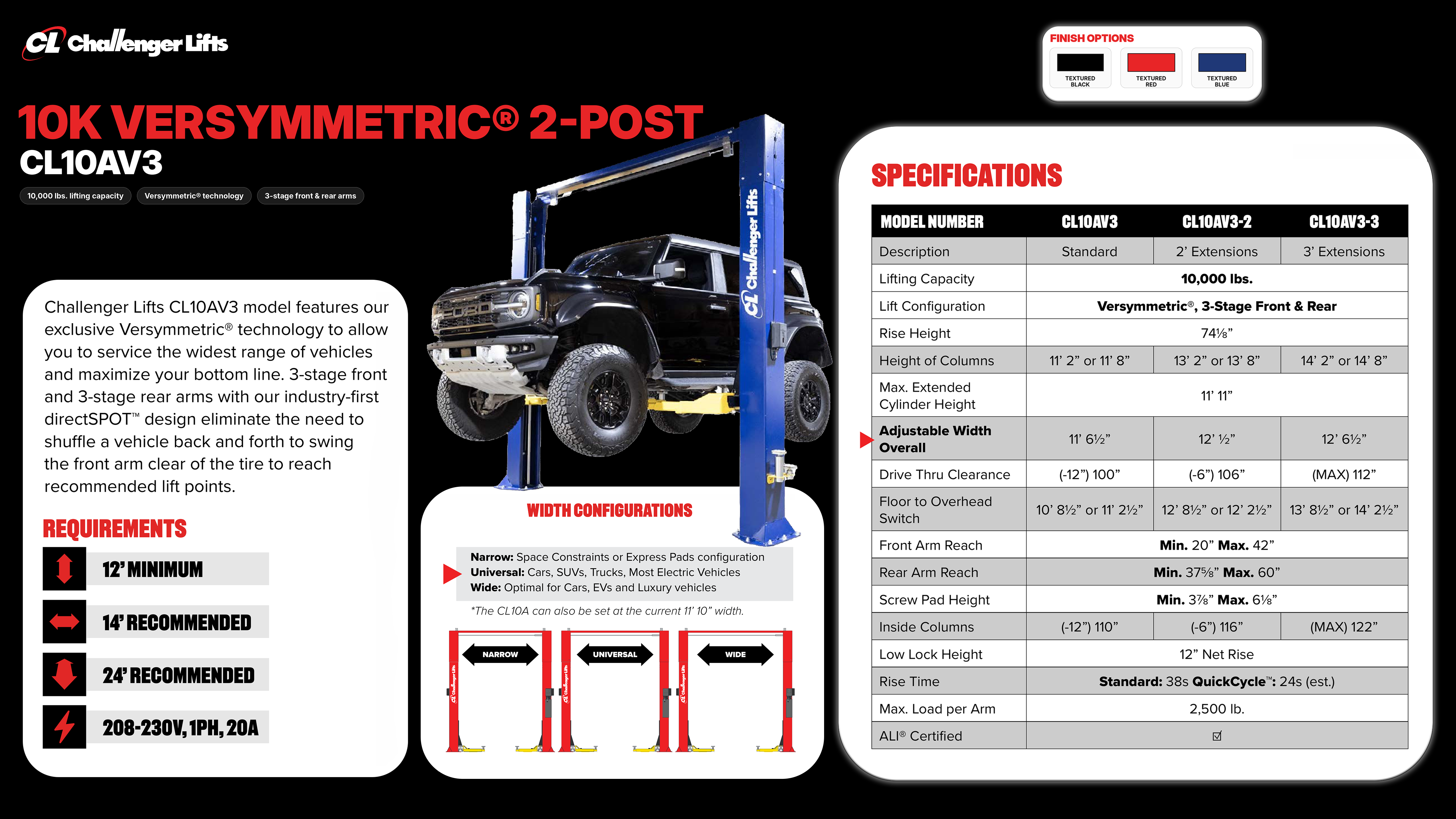 Stationary – 2 Post Versymmetric Stationary Vehicle Lift 10k - CL10AV3